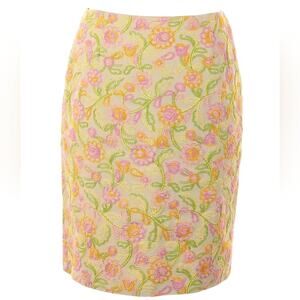 Cynthia‎ Steffe Yellow and Pink Floral Embroidered Pencil Shirt Size 6